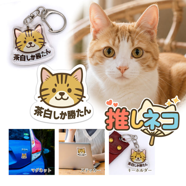 推しネコ 茶白しか勝たん キーホルダー 3.5cm