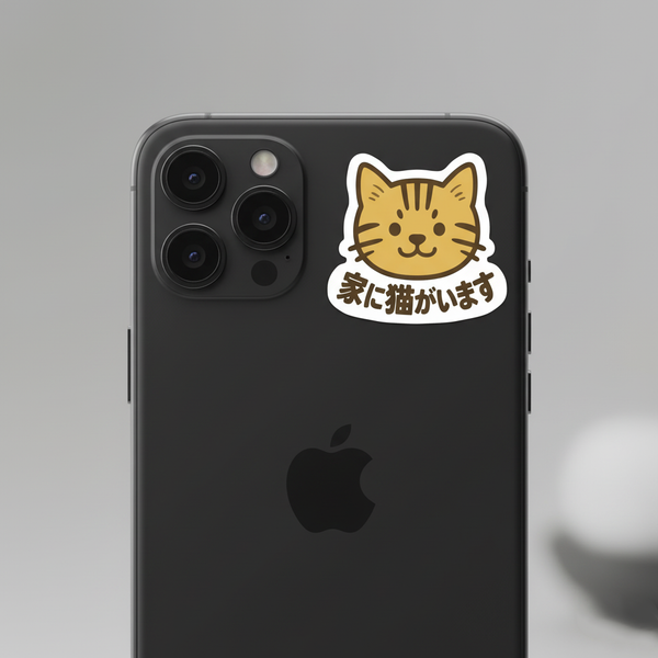 推しネコ 茶トラ 家に猫がいます ステッカー 耐候 耐水 3.5cm 3枚セット