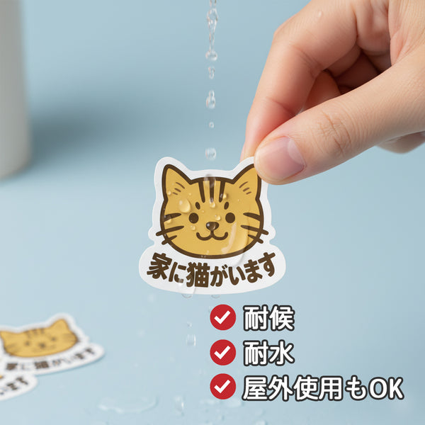 推しネコ 茶トラ 家に猫がいます ステッカー 耐候 耐水 3.5cm 3枚セット