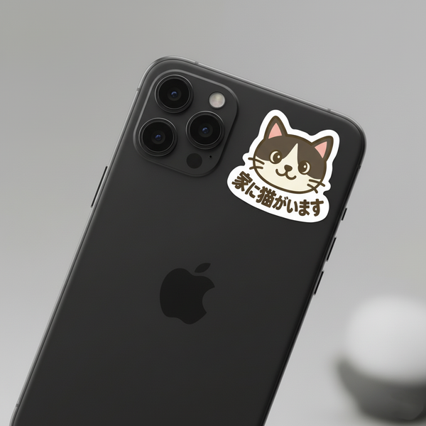 推しネコ ハチワレ 家に猫がいます ステッカー 耐候 耐水 3.5cm 3枚セット