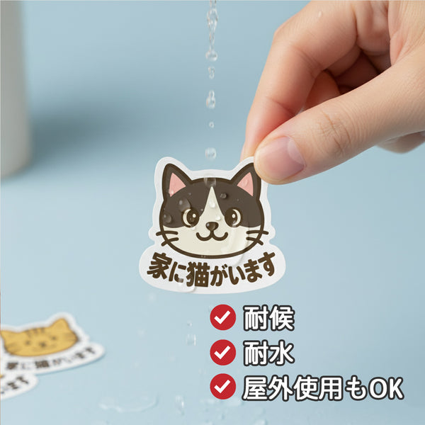 推しネコ ハチワレ 家に猫がいます ステッカー 耐候 耐水 3.5cm 3枚セット