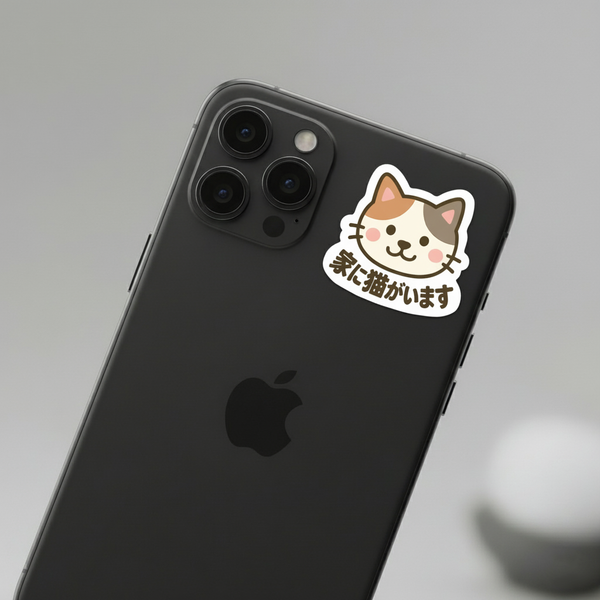 推しネコ 三毛猫 家に猫がいます ステッカー 耐候 耐水 3.5cm 3枚セット