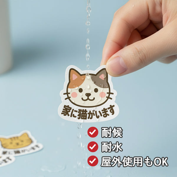 推しネコ 三毛猫 家に猫がいます ステッカー 耐候 耐水 3.5cm 3枚セット