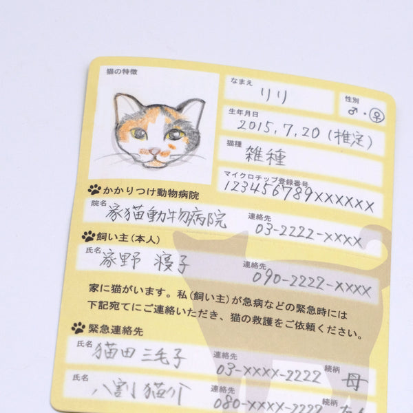 家に猫がいます 緊急情報カード クレジットカードサイズ 3枚セット designed by ico crafts